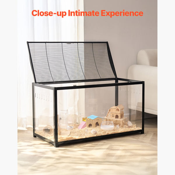 Hamsterbur 96x47x55 cm sort, metal, transparent, smådyrsbur