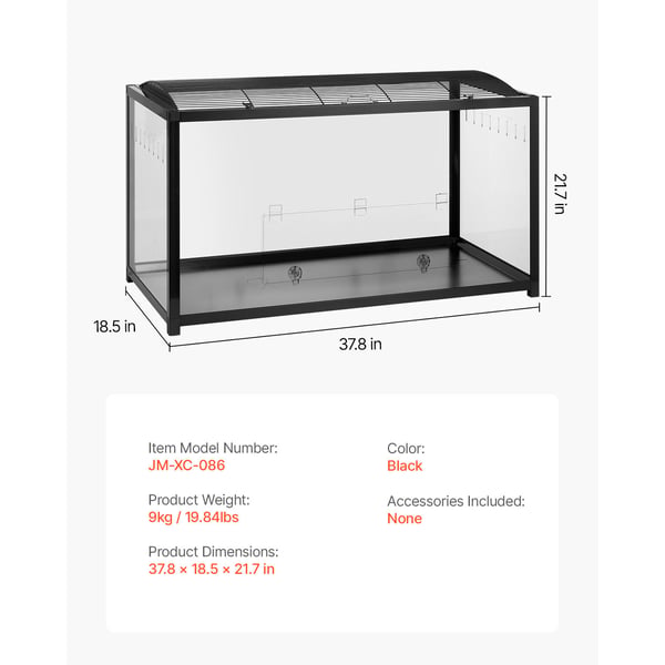 Hamsterbur 96x47x55 cm sort, metal, transparent, smådyrsbur