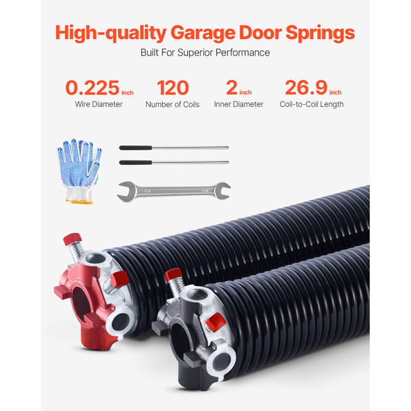Garageport Torsionsfjädrar, 5.7x50.8x68.5 cm, Svart, Stål