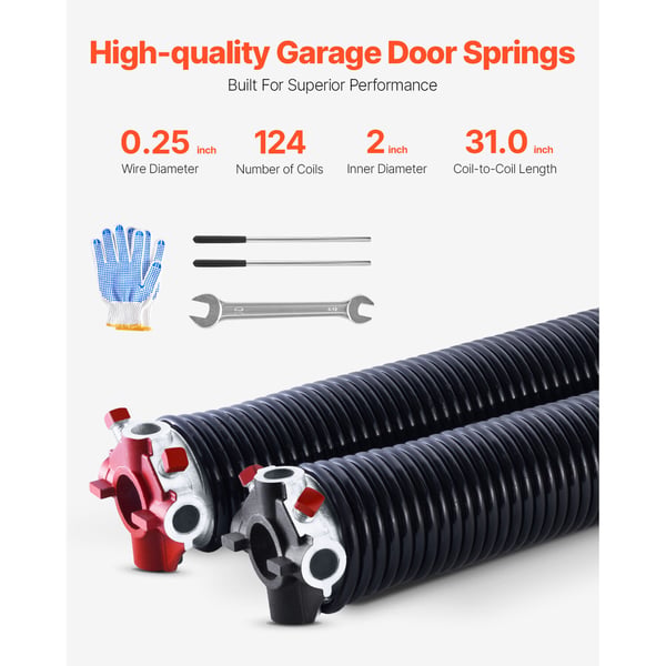Garageport Torsionsfjädrar, 6.35x50.8x78.7 cm, Svart, Stål
