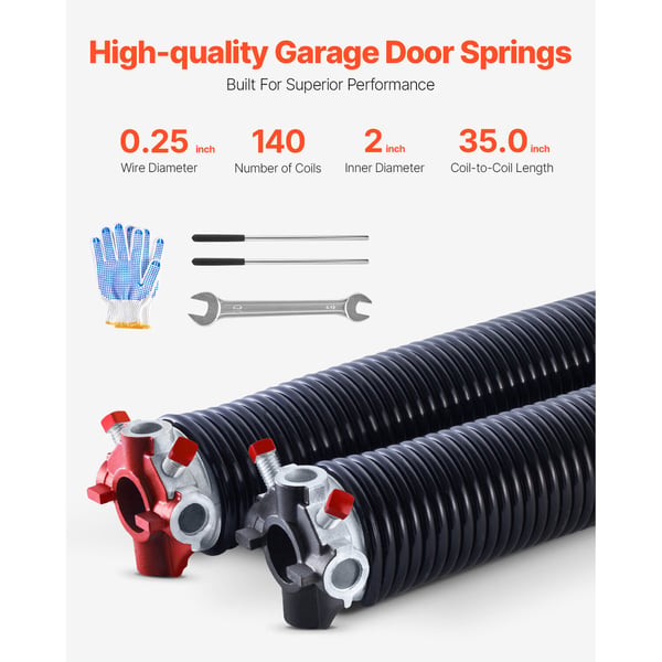 Garageport Torsionsfjedre, 6.35x50.8x889 mm, Sort, Stål