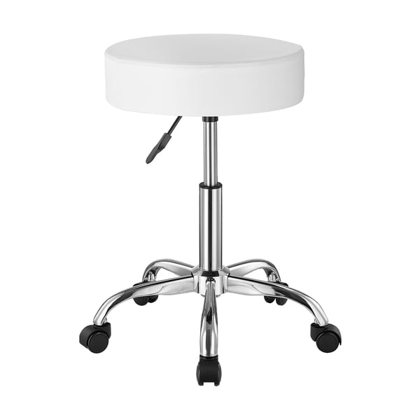 Rullpall, 54x54x55-71 cm, Vit, PU-läder