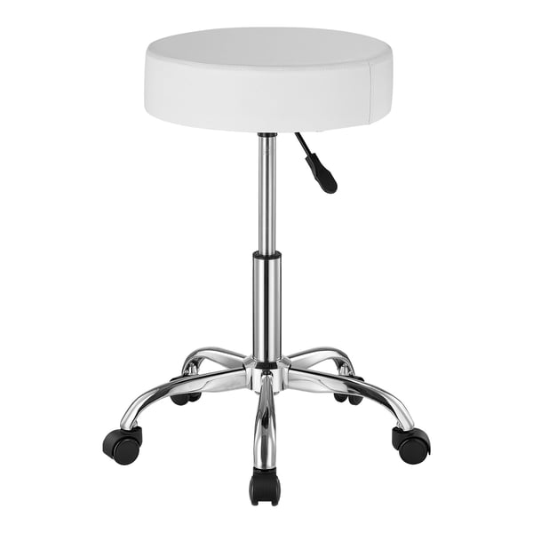 Rullpall, 54x54x55-71 cm, Vit, PU-läder