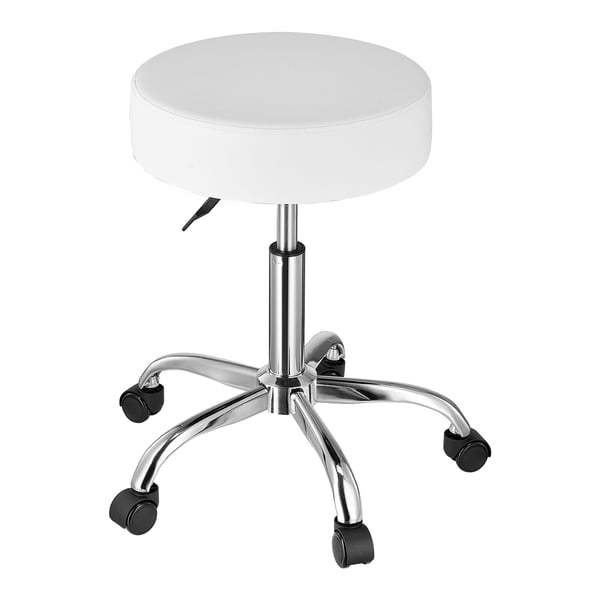 Rullpall, 54x54x55-71 cm, Vit, PU-läder
