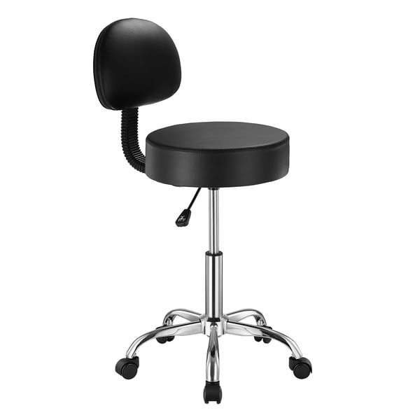 Rullpall, 54x54x84-100 cm, Svart, PU-läder