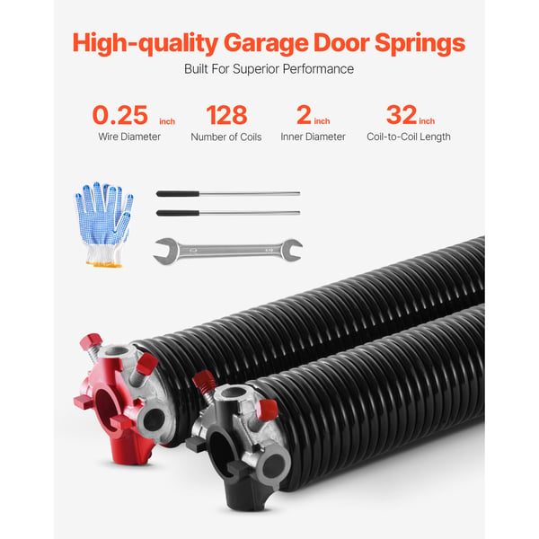 Garageport Torsionsfjedre, 6.35x50.8x81.3 cm, Sort, Stål