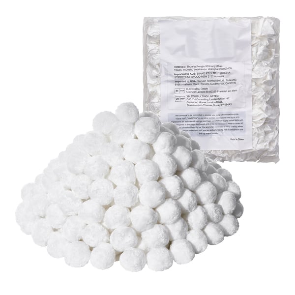 Allasuodatinpallot, 1,6 kg, valkoinen, polyesterikuitu, uudelleenkäytettävä suodatinmateriaali