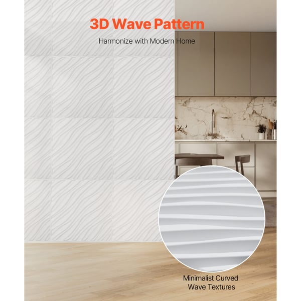 3D Väggpaneler, 50x50x2 cm, Vit, PVC