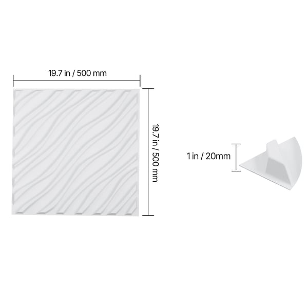 3D Väggpaneler, 50x50x2 cm, Vit, PVC
