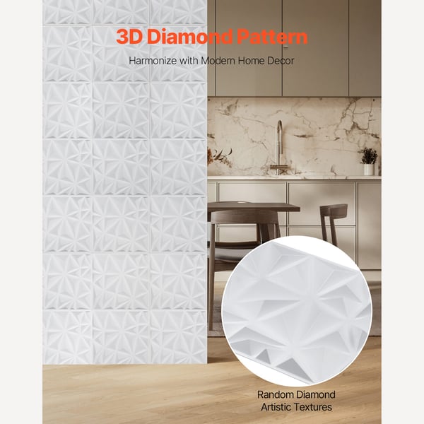 3D väggpaneler, 33-pack 30x30x2,5 cm matt vit, PVC