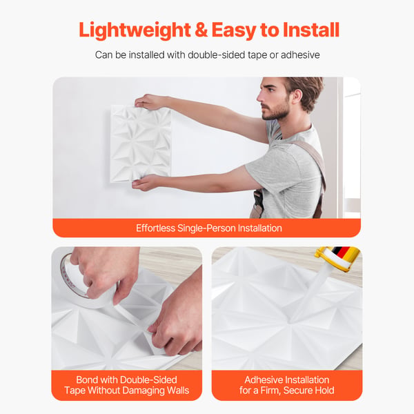 3D väggpaneler, 33-pack 30x30x2,5 cm matt vit, PVC
