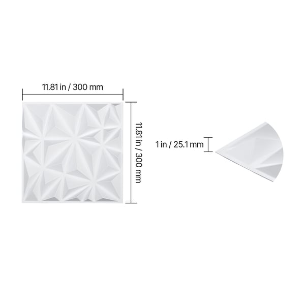 3D väggpaneler, 33-pack 30x30x2,5 cm matt vit, PVC