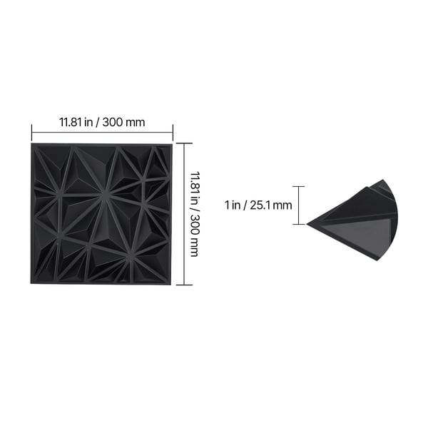 3D vægpaneler, 33-pak 30x30x2,5 cm mat sort, PVC