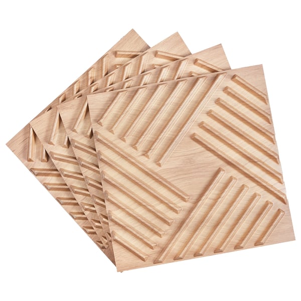 3D-seinäpaneelit, 12 kpl 50x50x2,6 cm, vaalea puu, PVC