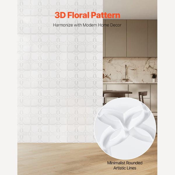 3D-seinäpaneelit, 300x300x25,1 mm, valkoinen, PVC