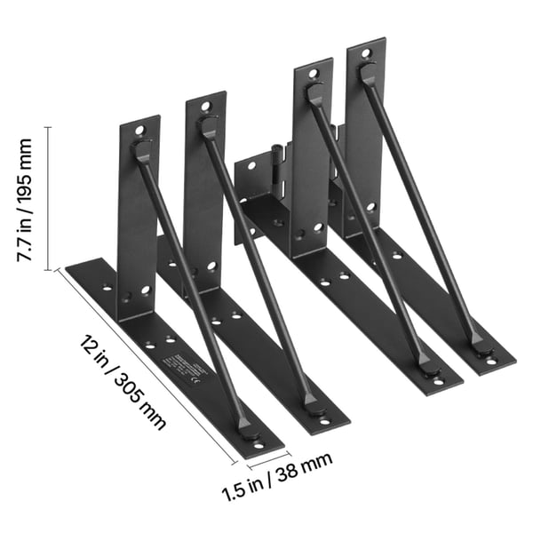 Hjørnebeslag til port, 30,5x19,5x3,8 cm, Sort, Jern