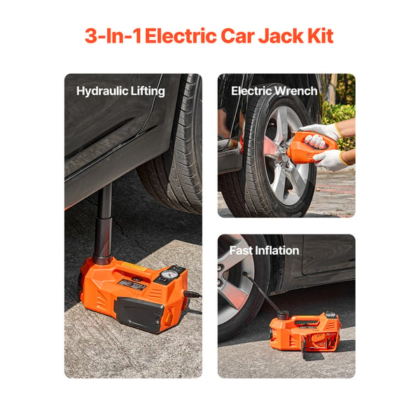Elektrisk domkraft med pump och mutterdragare, 5 ton, 292x120x155 mm