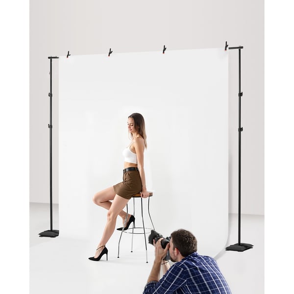 Baggrundsstativ, Justerbart fotobaggrundsstativ sæt, 260x300 cm, Sort, Kraftig