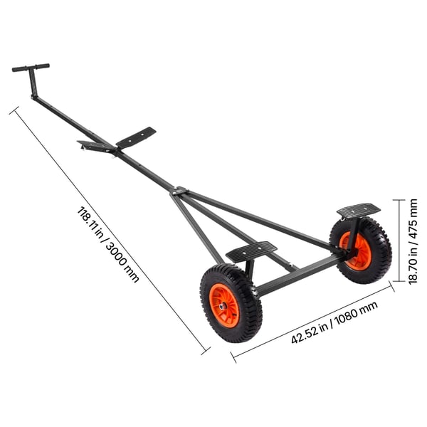 Bådtrailer-dolly, 245x108x47,5 cm, justerbar længde, kulstofstål