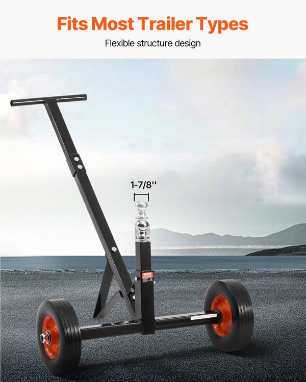 Trailerkärra, 450 kg kultrycksbelastning, 14x35,6 cm däck, kolstål