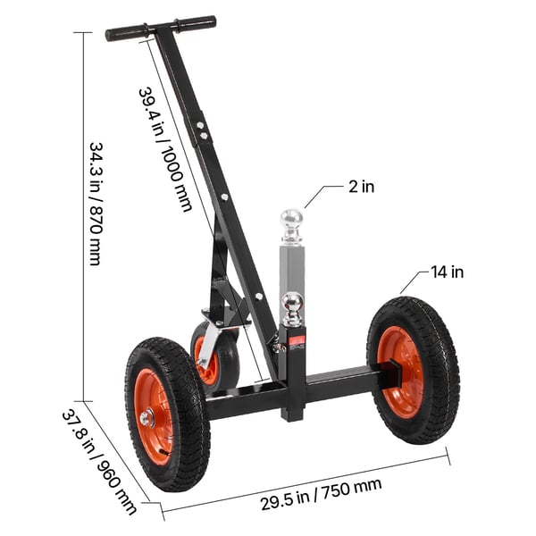 Trailerkärra, 450 kg kultrycksbelastning, 14x35,6 cm däck, kolstål