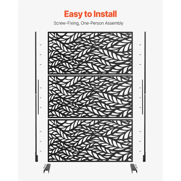 Rumdeler, 120x50,8x183 cm, Sort, Metal