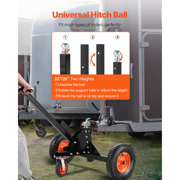 Trailer Dolly, 16x40,6 cm däck, Portabel, Stål