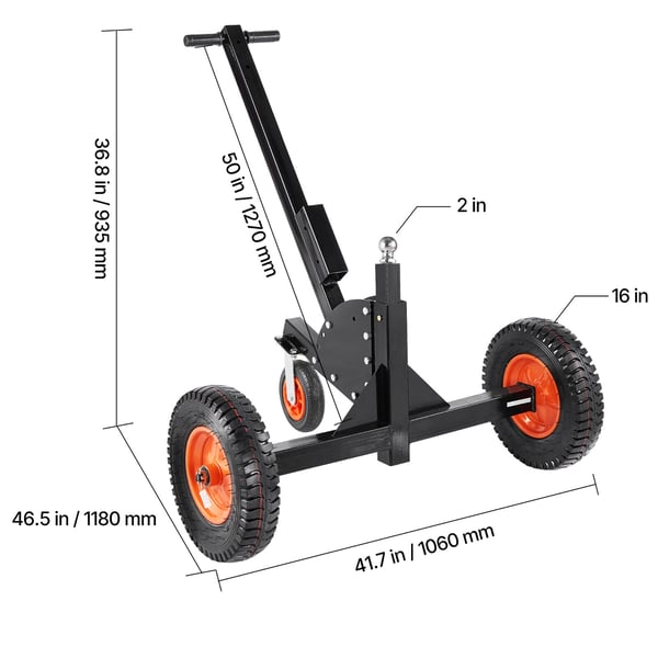 Trailer Dolly, 16x40,6 cm däck, Portabel, Stål