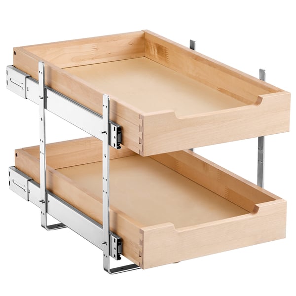 Skabsorganisator, 2-lags udtræk med soft close-skuffe, 35,6x53,3 cm, træ