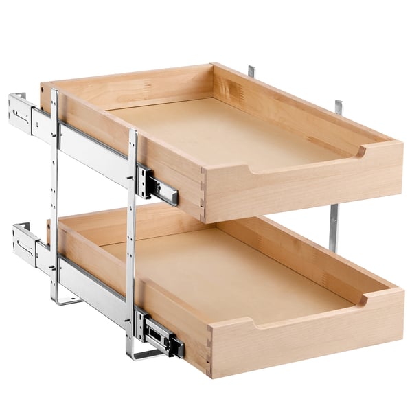 Skabsorganisator, 2-lags udtræk med soft close-skuffe, 35,6x53,3 cm, træ