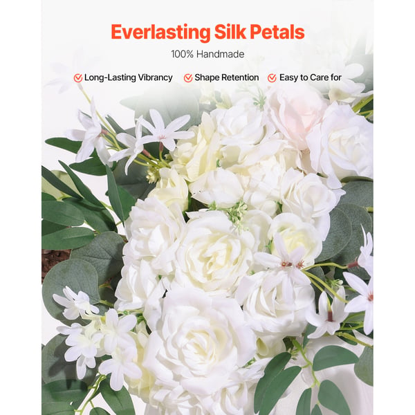 Bryllupsbue Blomstersæt, 6400x760 mm, Hvid, Silketekstil