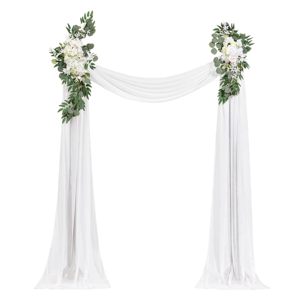 Bryllupsbue Blomstersæt, 6400x760 mm, Hvid, Silketekstil
