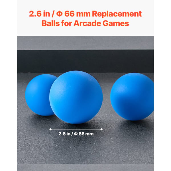 Arcade spil kugle udskiftningssæt, 4-pak, 6,6 cm, blå, PVC
