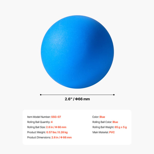 Arcade spil kugle udskiftningssæt, 4-pak, 6,6 cm, blå, PVC