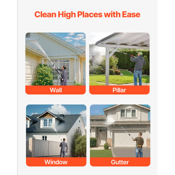 Högtryckstvätt teleskopisk lans, 175x60x1393 mm, Justerbar, Aluminium