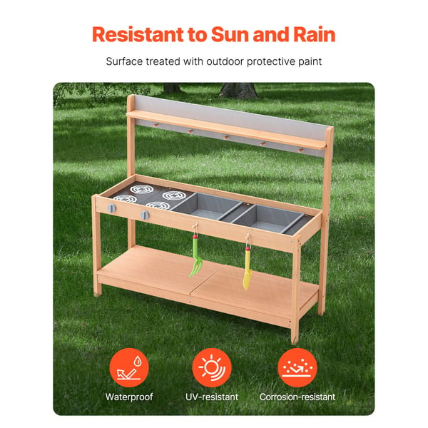 Mud Kitchen, Trækøkken til børn 100x36x88,5 cm, Udendørs, Cedertræ
