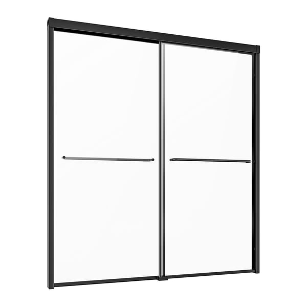 Badekar brusedør, 142,2x152,4 cm, sort, hærdet glas