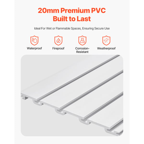 Slat Wall Panel, 122.5x245x2 cm, Vit, PVC Förvaring