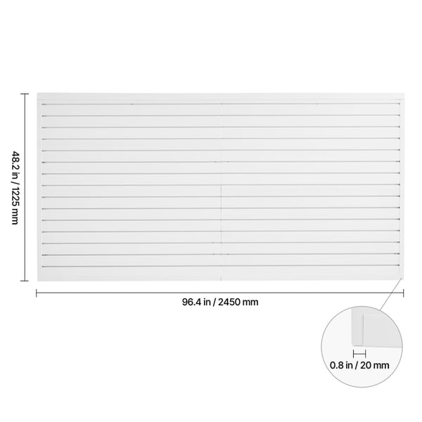 Slat Wall Panel, 122.5x245x2 cm, Vit, PVC Förvaring