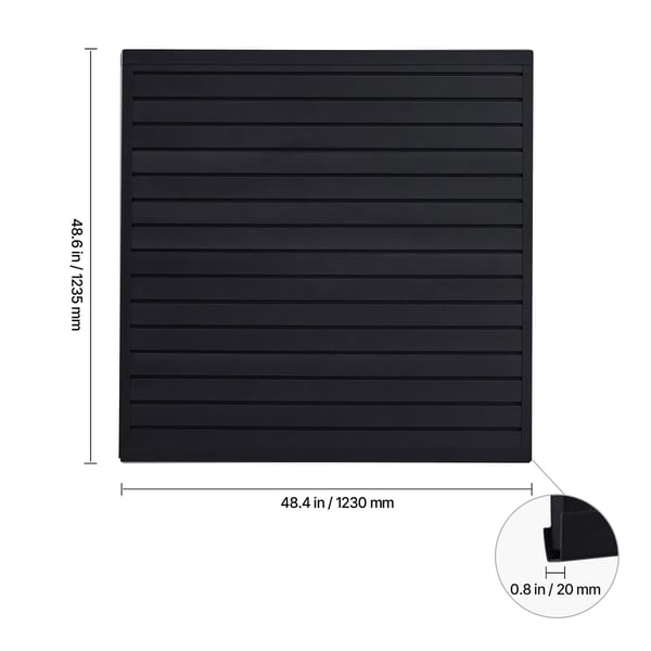 Spaljévåggpanel, 1230x1235x20 mm, Svart, PVC