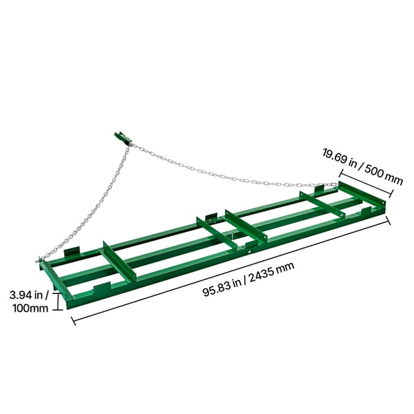 Slæbeharve, 243,5x50x10 cm, Heavy Duty, Plæneafretter, Metal
