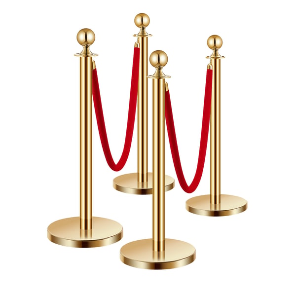Afspærringsstolpe sæt, 4 stk., 320x890 mm, guld, rustfrit stål