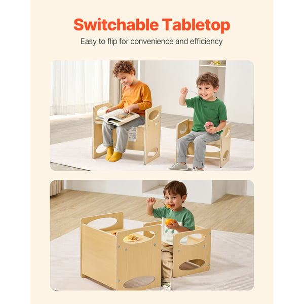 Montessori bord och stolsset, 38x30x36,2 cm bord, 30,2x28x26,5 cm stol, natur, trä