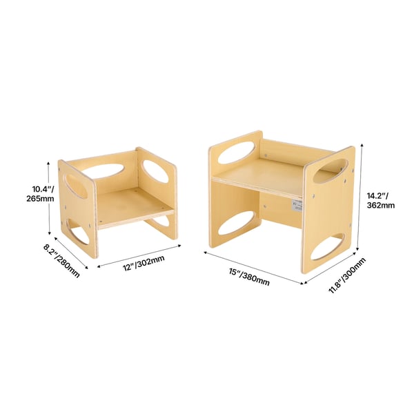 Montessori bord och stolsset, 38x30x36,2 cm bord, 30,2x28x26,5 cm stol, natur, trä