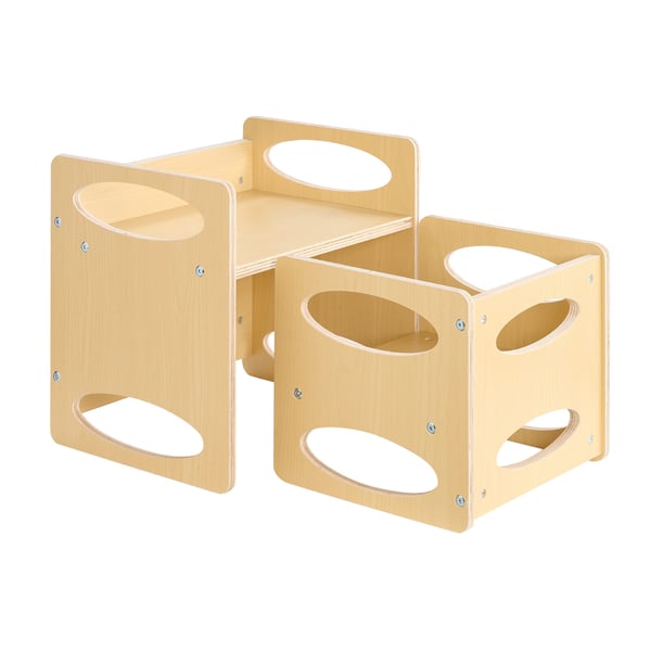 Montessori bord och stolsset, 38x30x36,2 cm bord, 30,2x28x26,5 cm stol, natur, trä