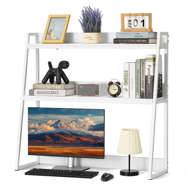 Skrivebordsreol, 95x32x90 cm, Hvid, Opbevaring