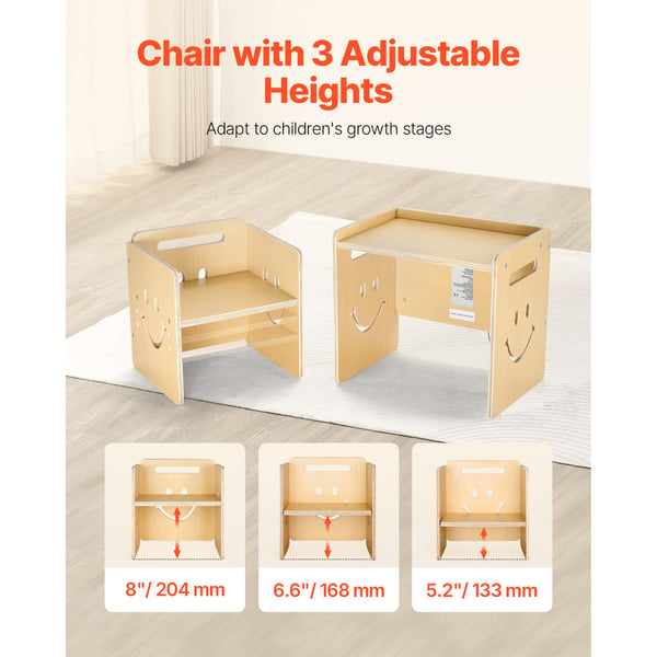 Ammesæt med bord og stol, 42,4x30x38,5 cm, Træ, Justerbar