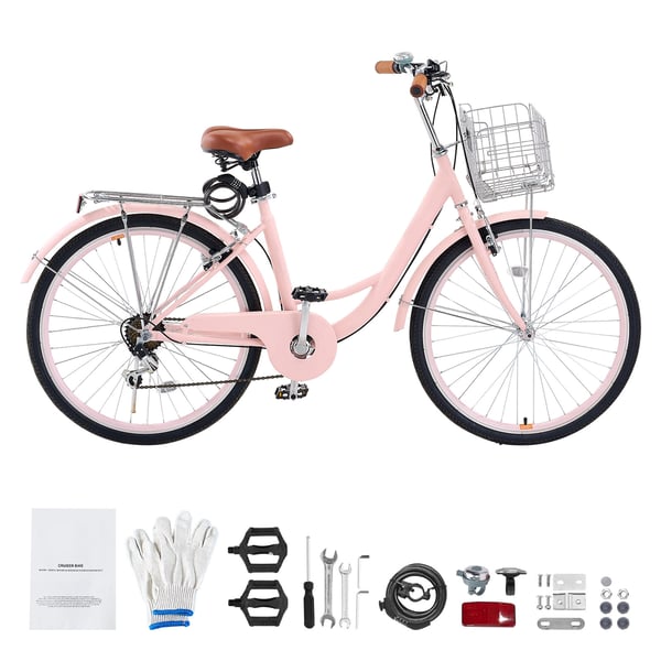 Cruiser-cykel, 165x59x108,5 cm, Rosa, Höglegerat stål