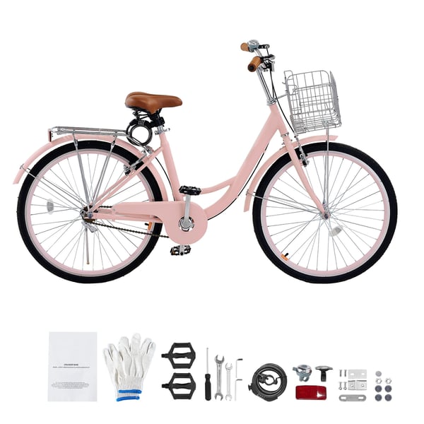 Cruiser-cykel, 165x59x108,5 cm, Rosa, Höglegerat stål