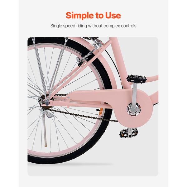 Cruiser-cykel, 165x59x108,5 cm, Rosa, Höglegerat stål